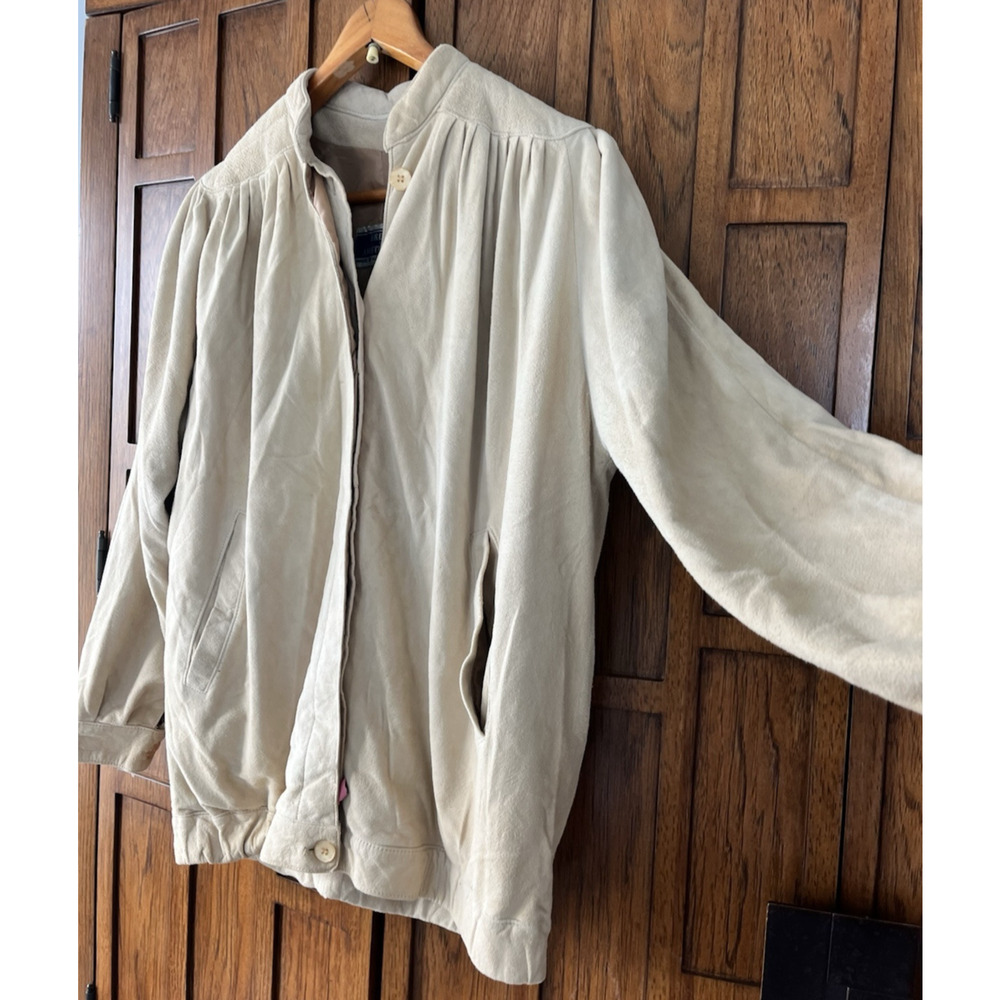 Breier of Amsterdam Suede Jacket Women SZ M Vintage USA Quilted Shoulders Flaws